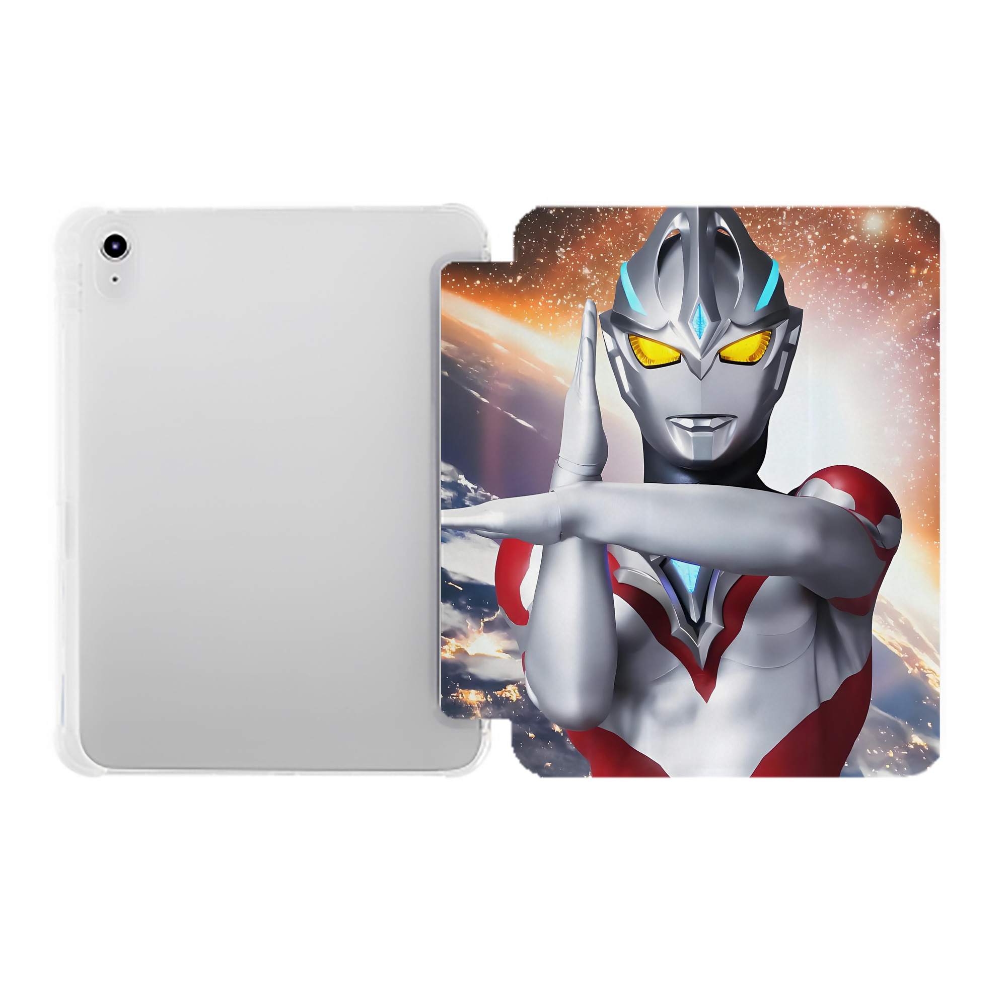 （画像用） ウルトラマン Ultraman IPad ケース ペン収納付き 三つ折りスタンド PUレザー×シリコン 対応機種9.5/10.5/10.9インチ